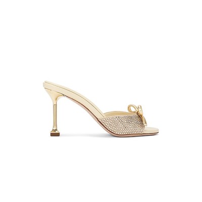 MIU MIU EMBELLISHED HEELED SANDALS IN BEIGE 